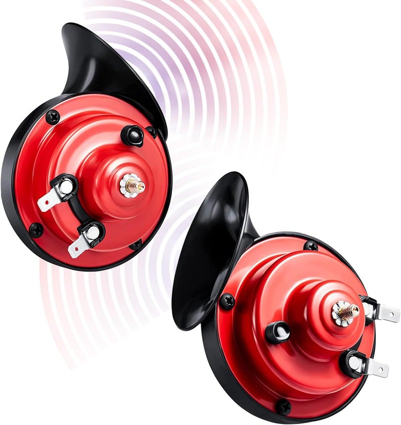 Ouffun Car Horn, 12V 300DB Super Loud Waterproof Dual Truck Horns, Electric Snail Horns Auto Trumpt Universal Fit Kit Replacement for Cars, Motorcycles, Trucks, Trains and Boats (2 PCS) - Image 1